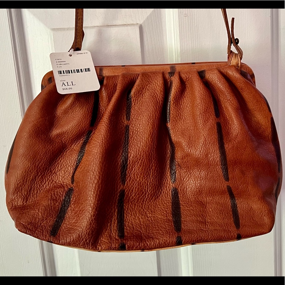 FREE PEOPLE Real Leather Purse Rust Brown Color NEW $68